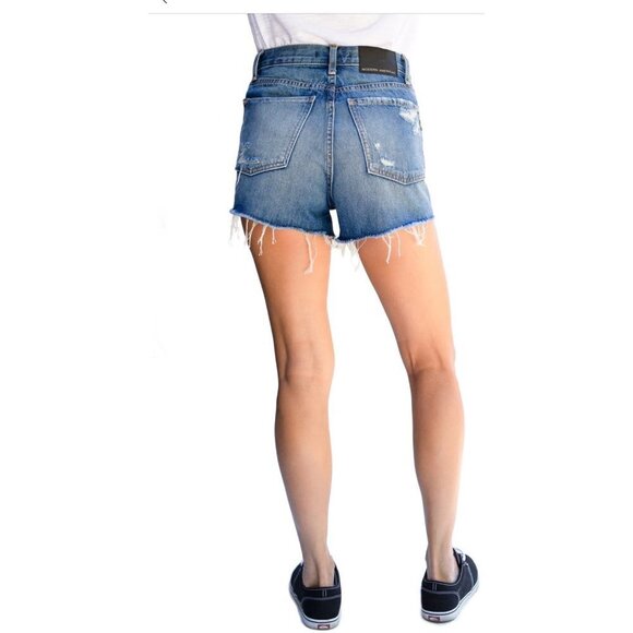 Modern American Womens High Rise Distressed Button Fly Jean Shorts Sz 29 New - Picture 2 of 7